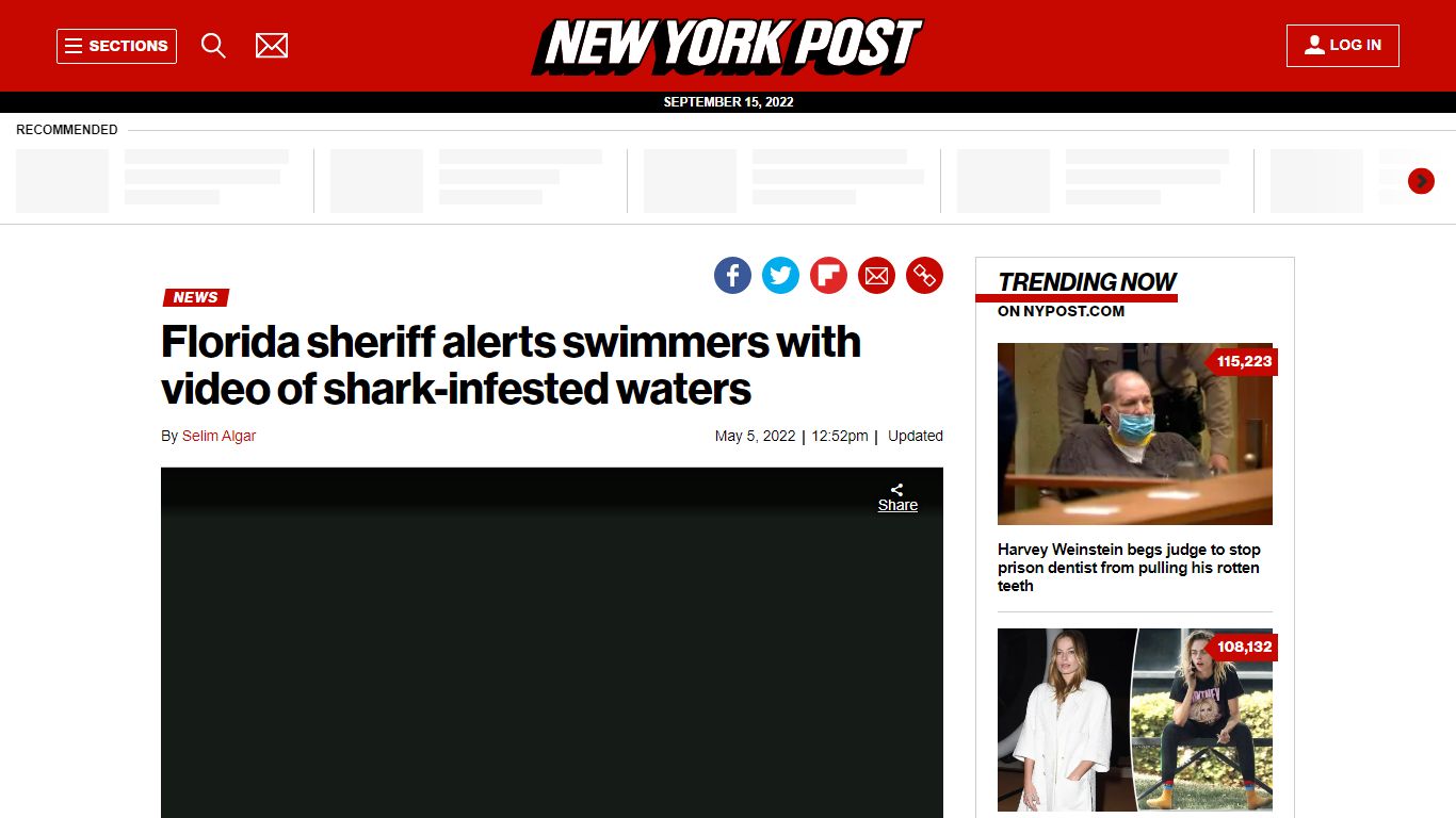 Tampa, Florida sheriff shares video of shark-infested waters